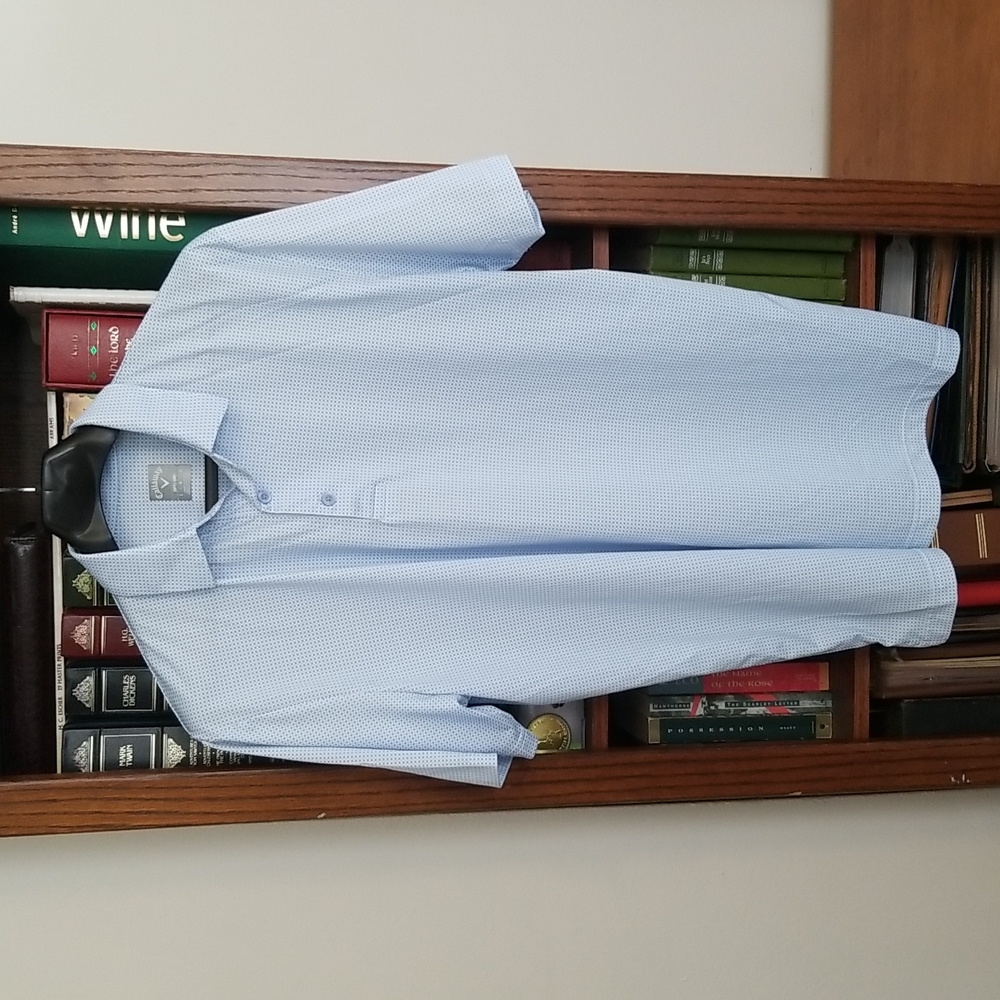 Callaway Opti-dri powder blue checked polo size L